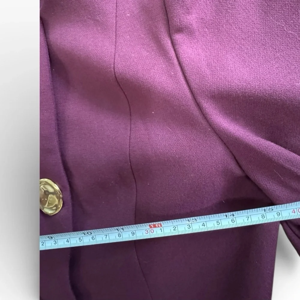 Zara Plum Tailored Frock Coat Long Blazer with Gold Metal Buttons Size XS​ - Picture 6 of 8